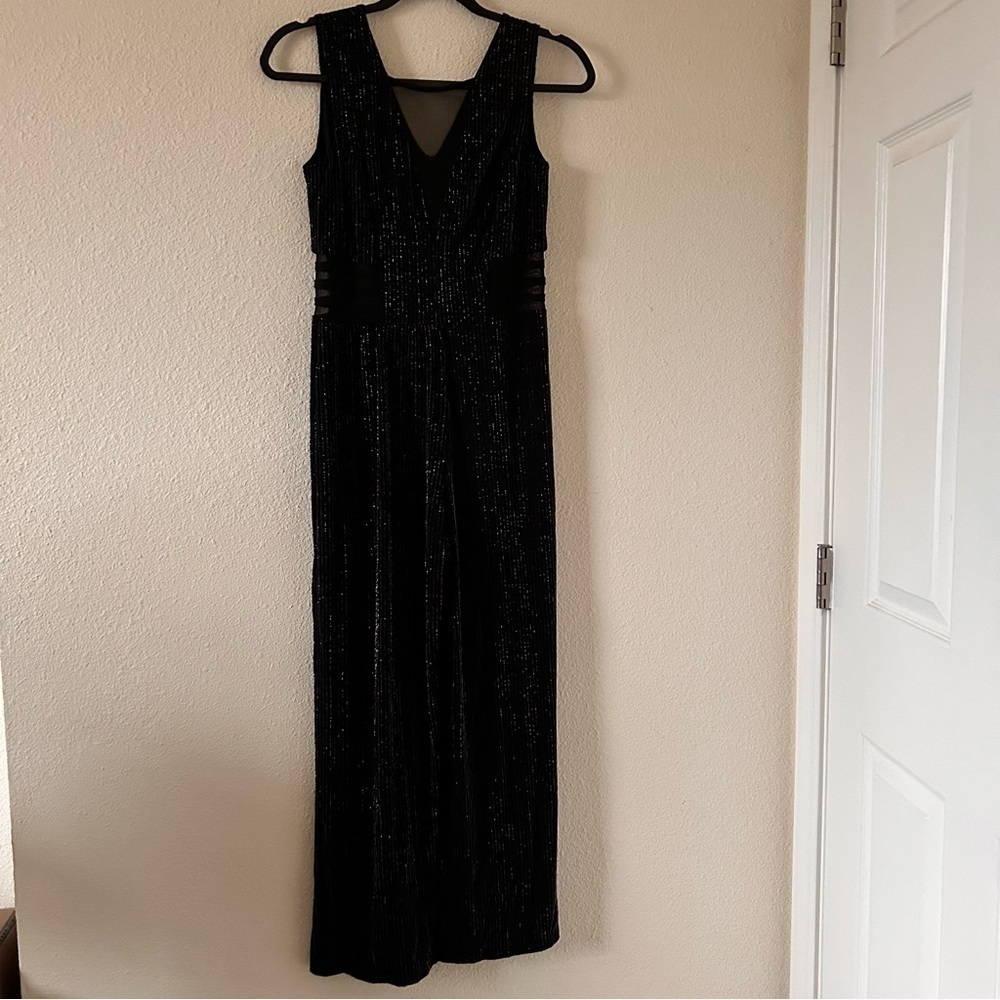 ALEXA B Nite Sleeveless Stripe Gold Black Jumpsuit Women Sz 4